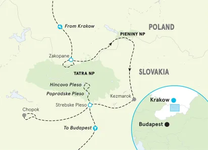 Poland & Slovakia Women's Hiking & Walking Tour map