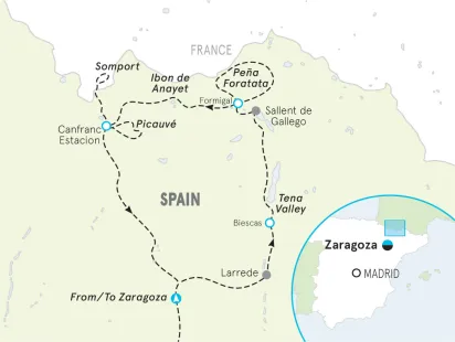 Pyrenees Lodge-to-Lodge Hiking Tour Map