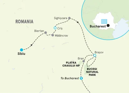 Romania Hiking & Walking Tour map