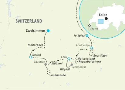 Switzerland Lodge-to-Lodge Hiking Tour Map