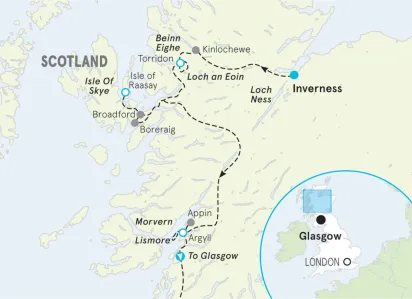 Scotland's Inverness to Isle of Skye & Argyll Hiking & Walking Tour Map