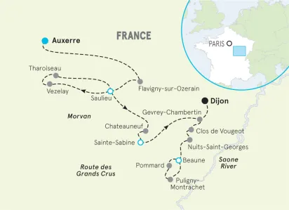 Burgundy Bike Tour Map