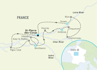 Loire Valley Family Bike Tour map