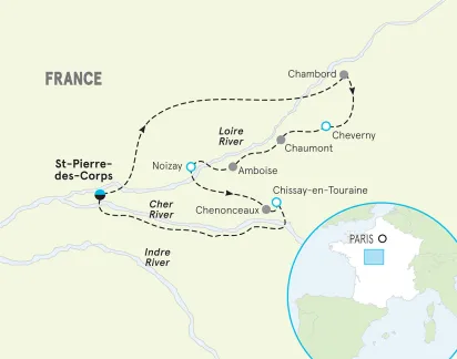 Loire Valley Family Bike Tour map