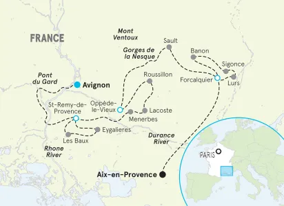 France Provence Bike Tour map