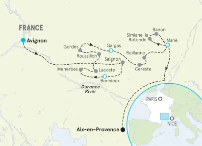 Provence Luberon to Lavender Country Bike Tour Map