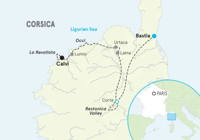 Corsica Hiking & Walking Tour map