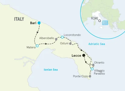 Puglia & Basilicata Bike Tour Map