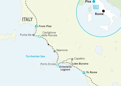 Tuscany by the Sea Bike Tour Map