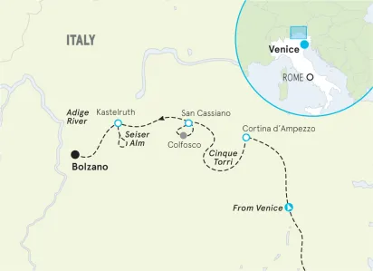 Dolomites Family Multi-Adventure Tour Map