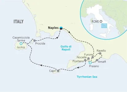 Italy's Amalfi Coast Family Hiking & Walking Tour Map