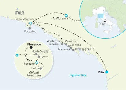 Cinque Terre & Tuscany Family Hiking & Walking Tour Map