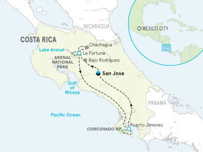 Costa Rica Bike Tour map