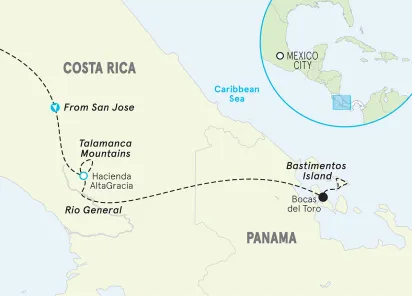 Costa Rica & Panama Multi-Adventure Tour map