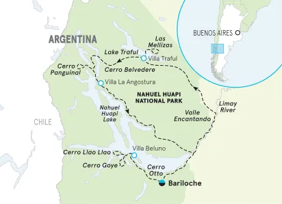 Argentina Patagonia Lake District Hiking Tour map