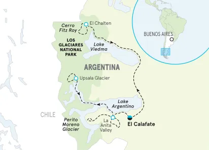 Argentina Patagonia Easygoing Walking Tour map