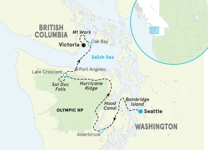 Olympic Peninsula to British Columbia Hiking & Walking Tour Map