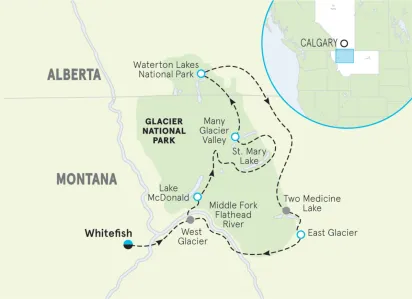 Glacier & Waterton Lakes Bike Tour Map