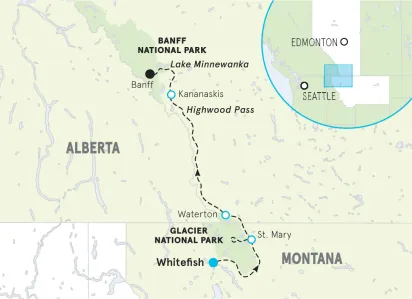 Glacier & Waterton Lakes Bike Tour Map