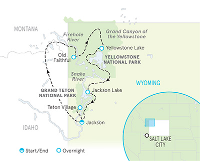 yellowstone tetons hiking map tour wyoming backroads trips walking tours teton end start